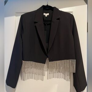 Gianni Bini cropped blazer with rhinestone fringe
